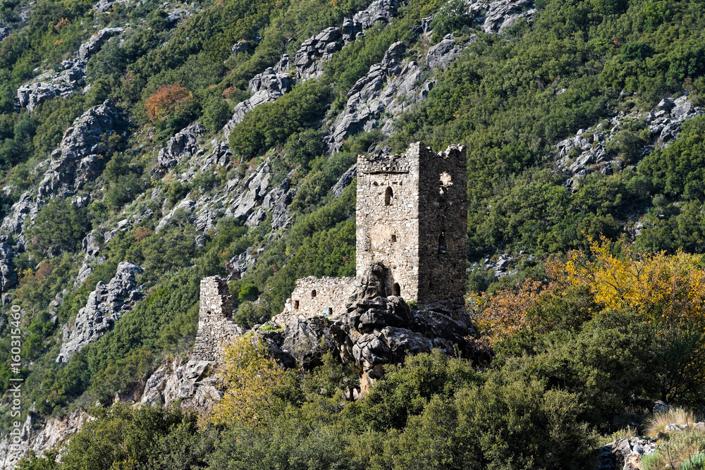 Ruined tower house in Peloponnese, Greece