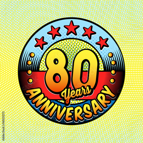 80 years anniversary logo. Vector and illustrations. Comics anniversary logo.
