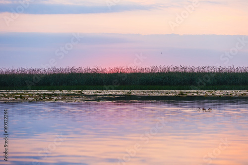 Beautiful sunrise in Danube Delta