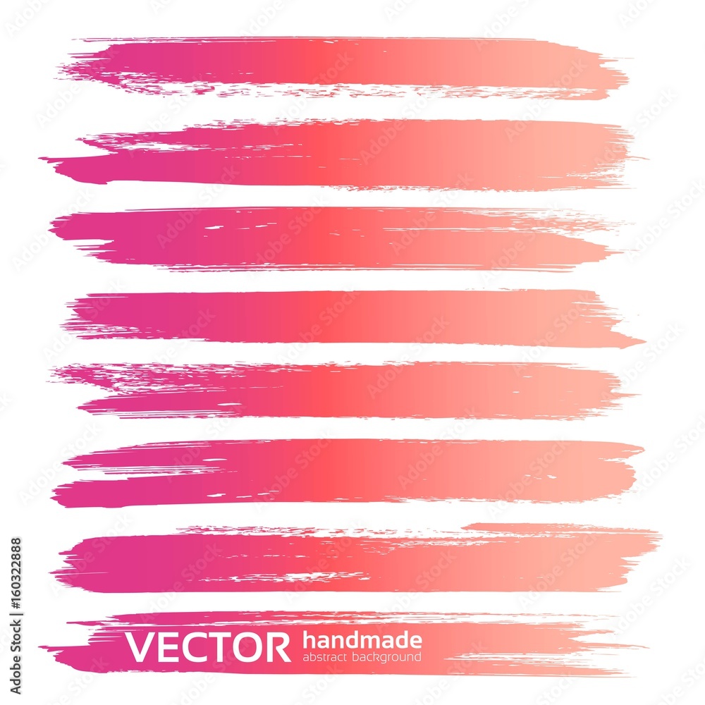 Obraz premium Big pink abstract strokes set isolated on a white background