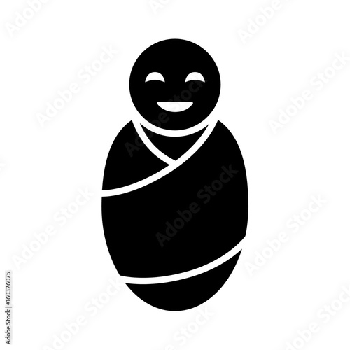 Newborn baby infant swaddled or swaddling flat vector icon for apps and websites