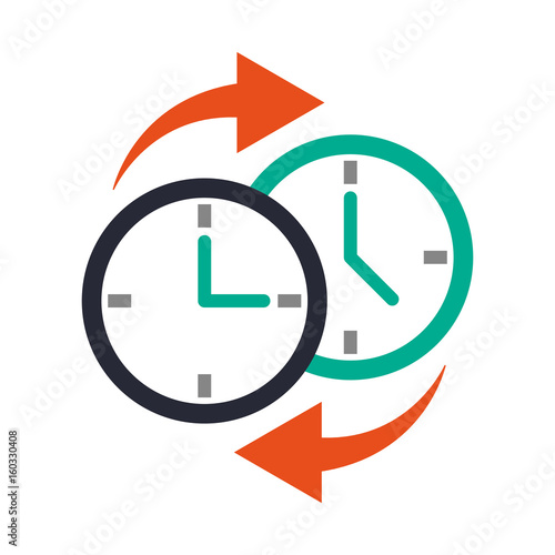 two clocks time zone change icon image vector illustration design 