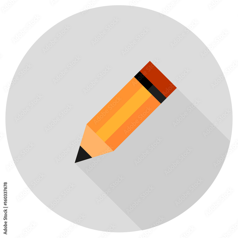 Pencil in flat style icon with shadow. Vector illustration. Pencil in flat style icon with shadow. Vector illustration.