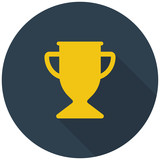 Award cup in flat style icon with shadow. Vector illustration.