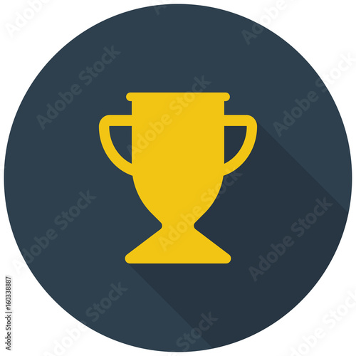Award cup in flat style icon with shadow. Vector illustration.