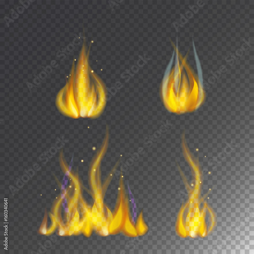 Fire flame hot burn vector icon warm danger and cooking yellow bonfire light blazing campfire.