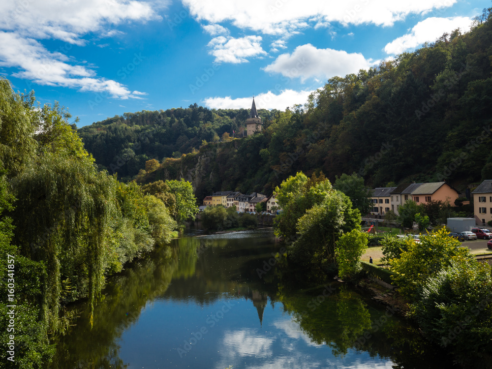 View of Vianden castle and our river in Luxembourg
