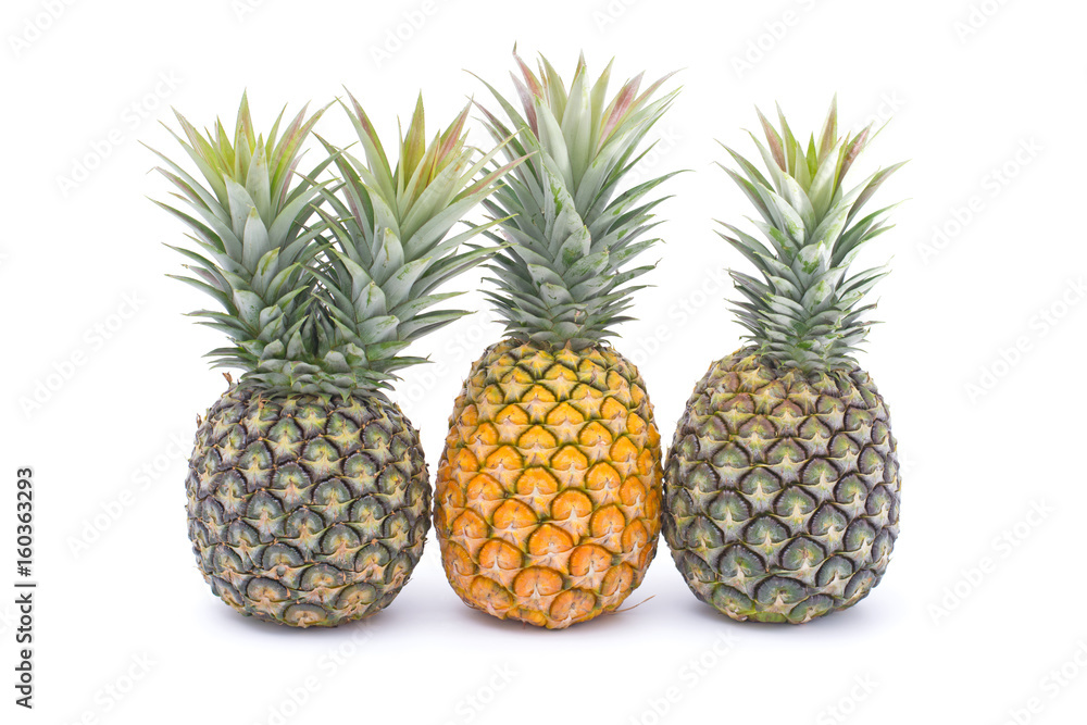 Ripe pineapples isolated on a white background