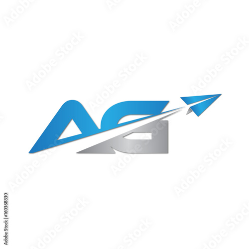 initial letter AG logo origami paper plane