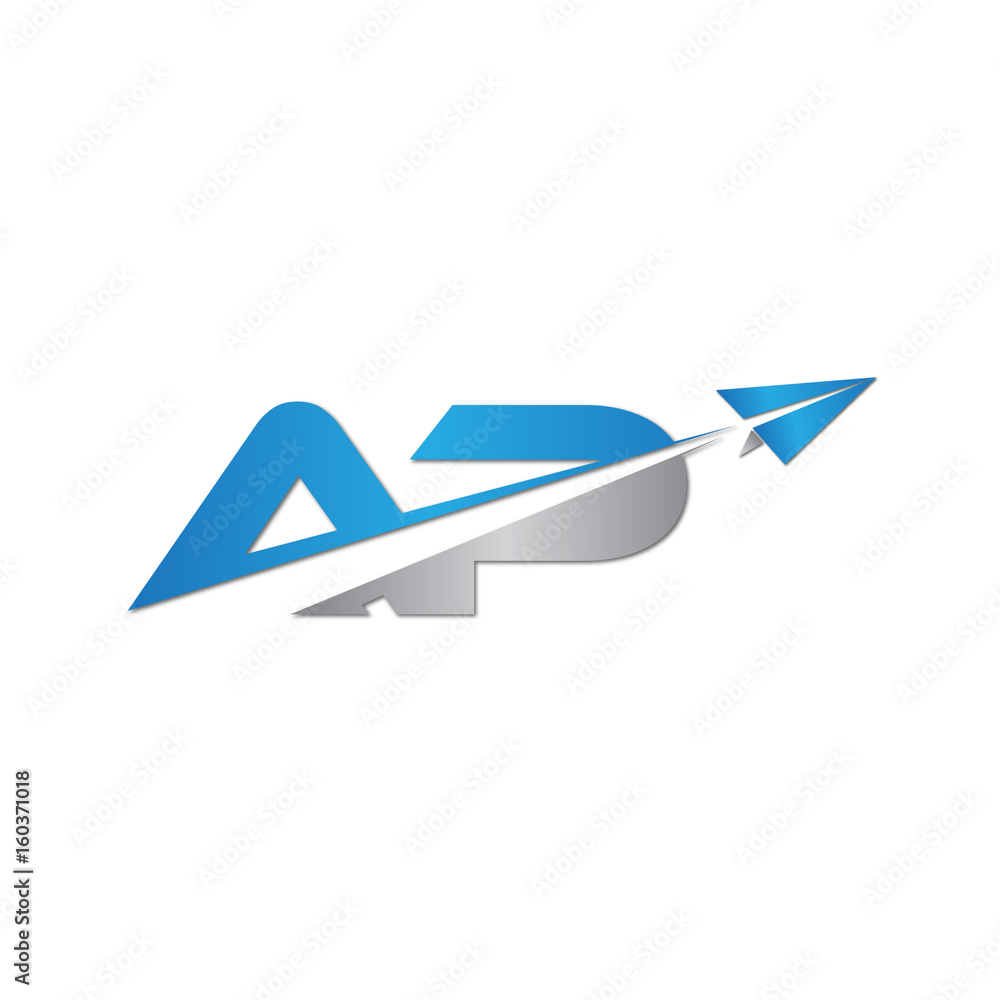 initial letter AP logo origami paper plane
