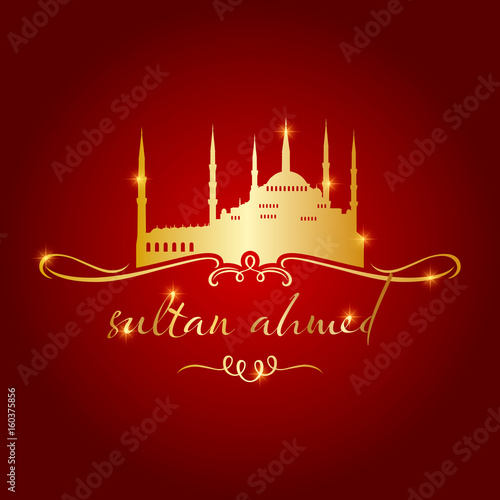 istanbul sultan ahmed mosque logo, icon and symbol vector illustration