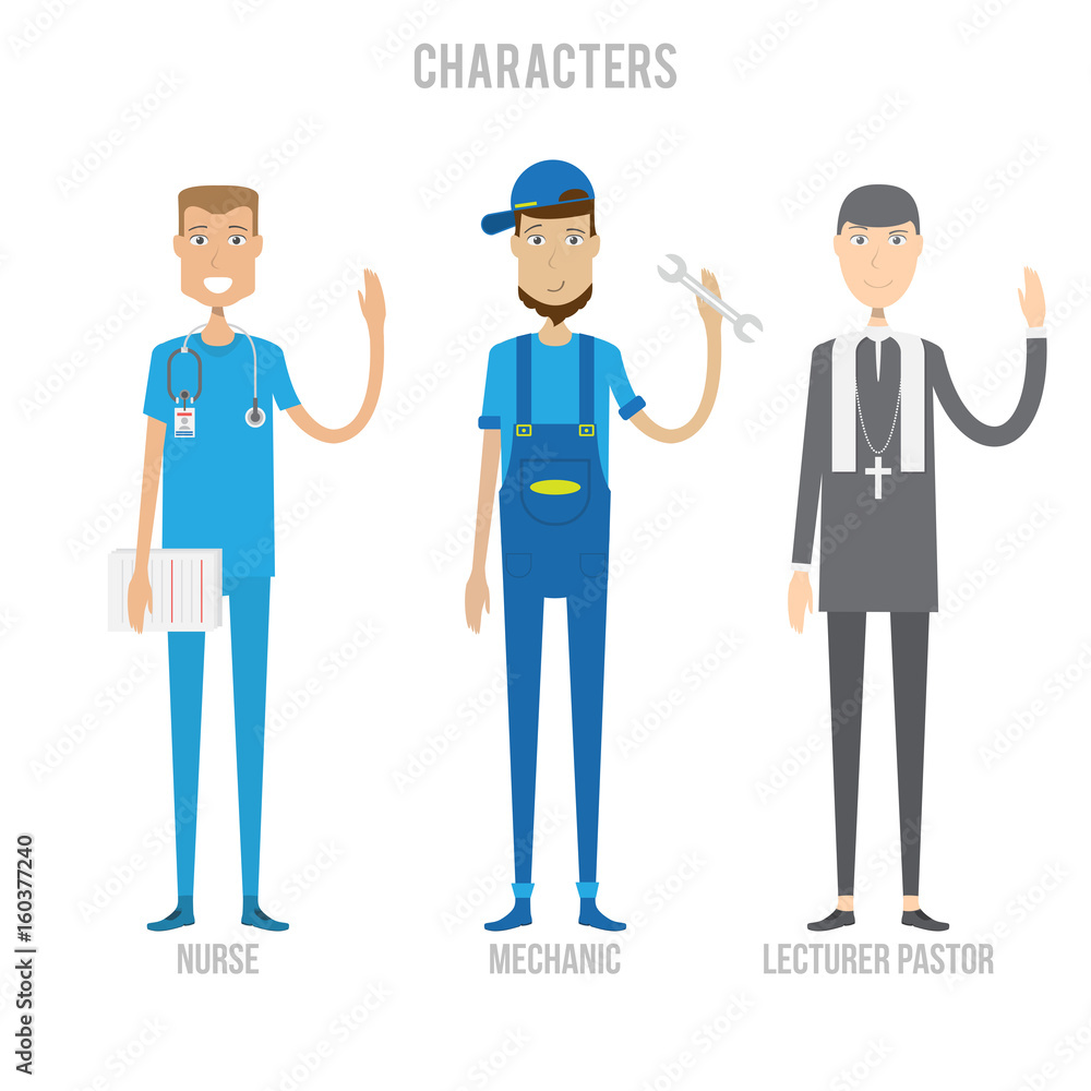 Character Set include nurse, mechanic and lecturer pastor Character Set include nurse, mechanic and lecturer pastor