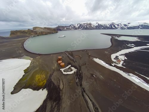 Rare aerial footage of Deceiption Island, Antarctica.