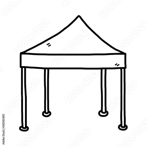 outdoor tent / cartoon vector and illustration, black and white, hand drawn, sketch style, isolated on white background.