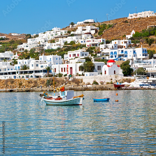 old history in cyclades island harbor and boat santorini naksos europe house construction