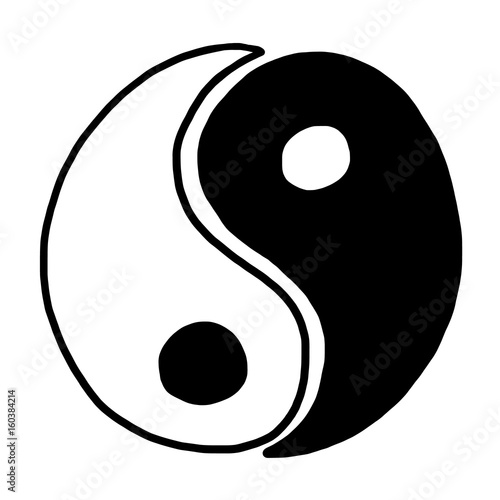 yin yang / cartoon vector and illustration, black and white, hand drawn, sketch style, isolated on white background.