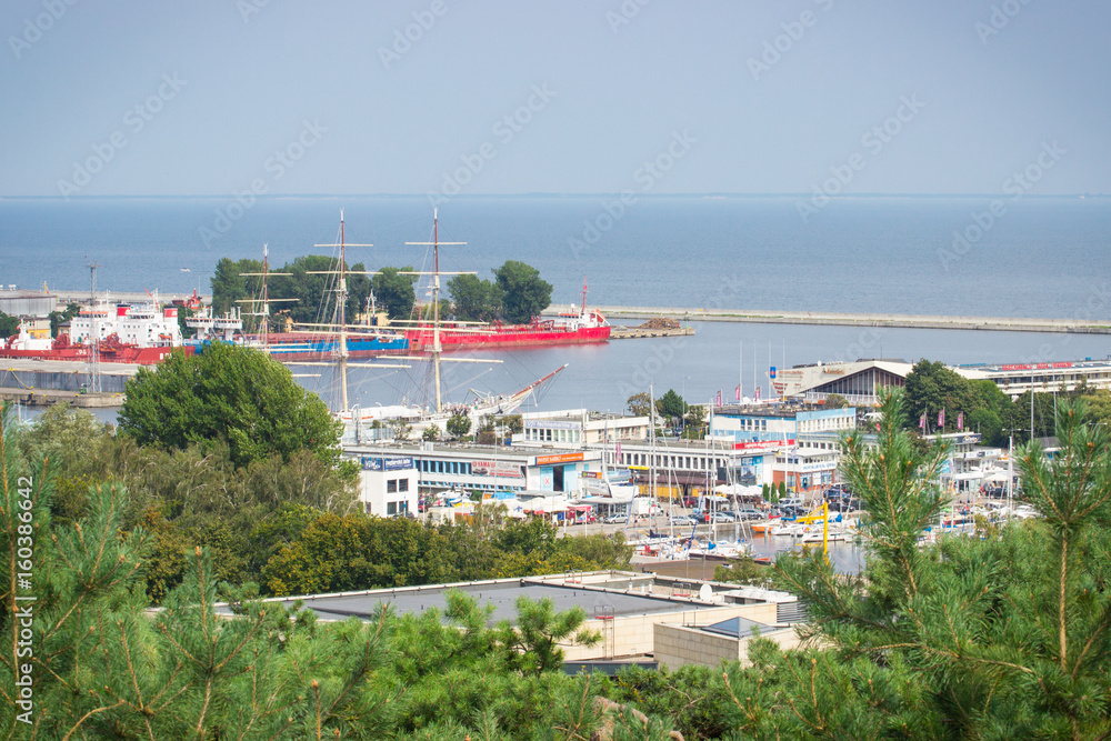 Fototapeta premium Gdynia, Poland - August 20, 2016: View on seaport in polish town Gdynia