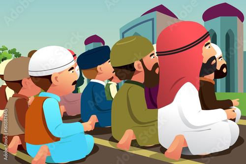 Muslims Praying in a Mosque