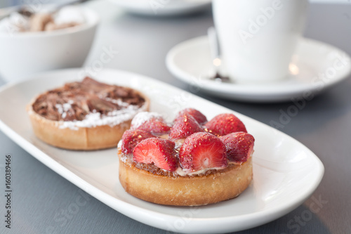 Strawberry Flan and chocolate flan