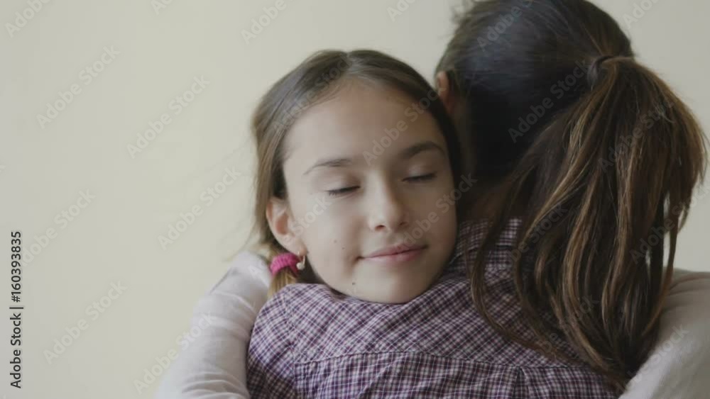 Daughter Hugging Her Mother. Slow motion 100 fps Daughter Hugging Her Mother. Slow motion 100 fps