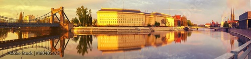 Fototapeta Wroclaw, Poland- Panorama of the historic and historic part of the old town,vintage retro color tone