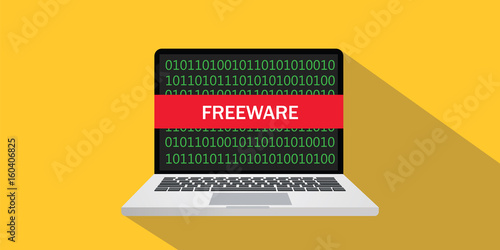 freeware concept sign illustration with laptop and text on the screen
