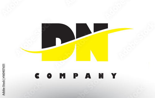 DN D N Black and Yellow Letter Logo with Swoosh.