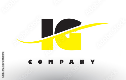 IG I Q Black and Yellow Letter Logo with Swoosh.