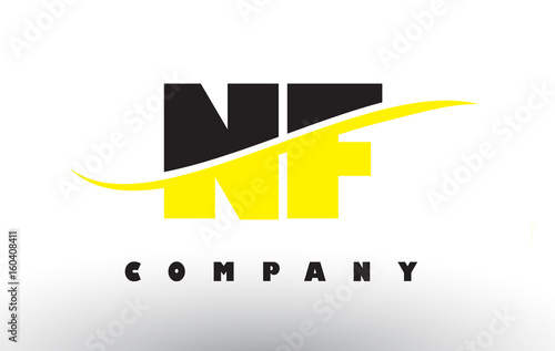 NF N F Black and Yellow Letter Logo with Swoosh.