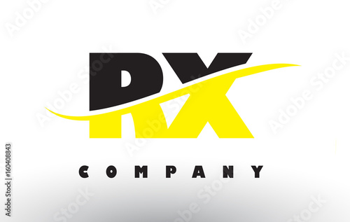 RX R X Black and Yellow Letter Logo with Swoosh.