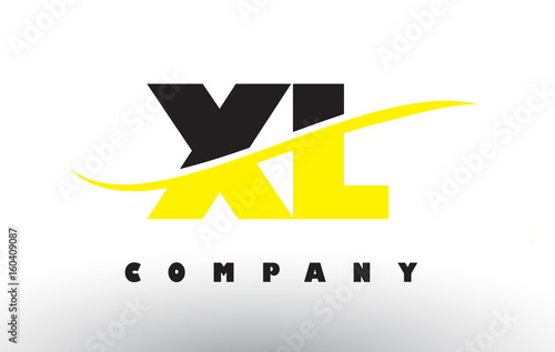 XL X L Black and Yellow Letter Logo with Swoosh.