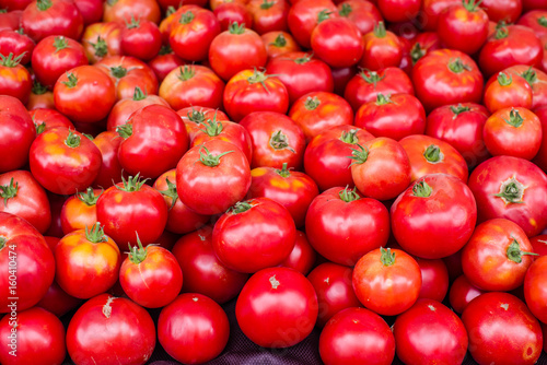Red ripe tomatoes at the market