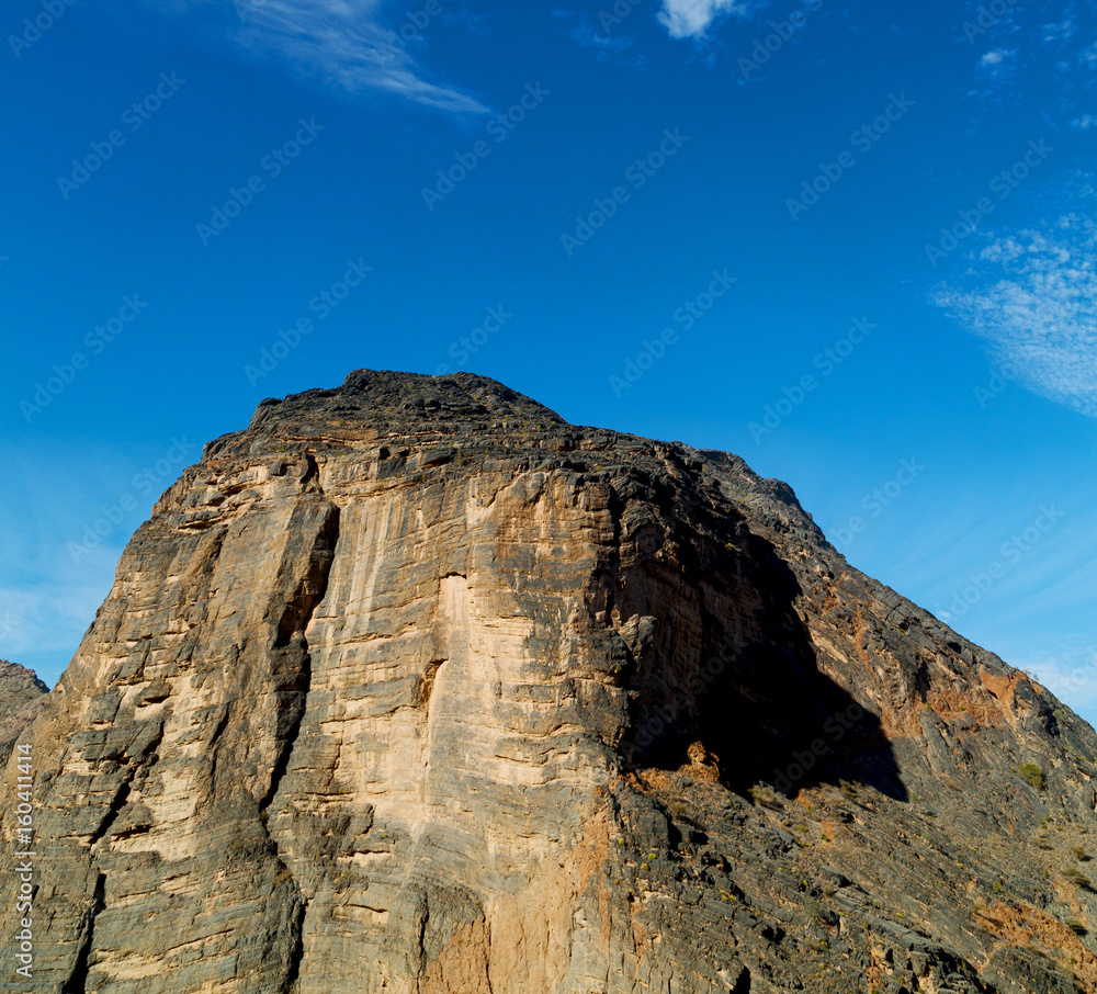 in oman  the old mountain gorge and canyon the deep cloudy  sky