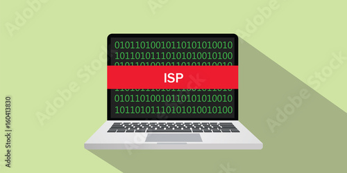 isp internet service provider concept sign illustration with laptop and text on the screen