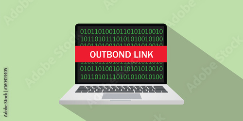 outbond link concept sign illustration with laptop and text on the screen photo