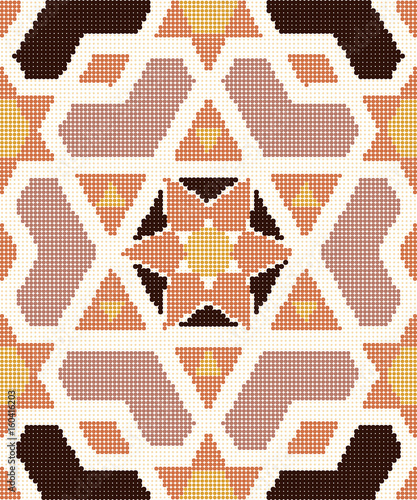 Halftone colorful seamless retro pattern Islamic geometry cross polygon star frame