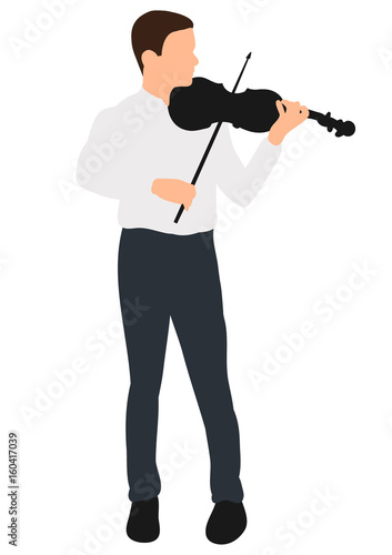 Vector, man with violin, flat style