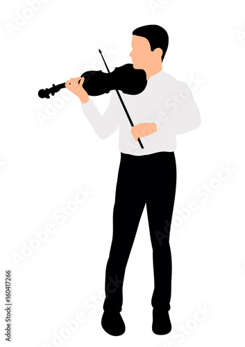 Vector, silhouette man playing the violin