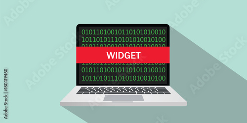 widget concept sign illustration with laptop and text on the screen