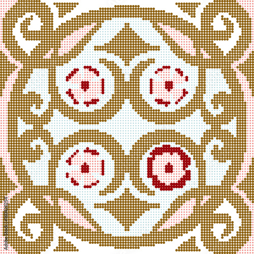 Halftone colorful seamless retro pattern round spiral vintage flower cross