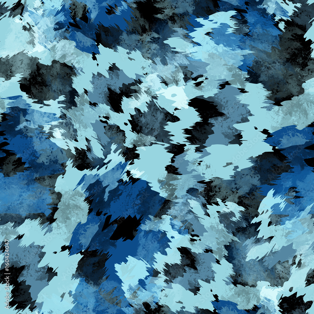 Seamless pattern tie-dye design. Indigo background with watercolor