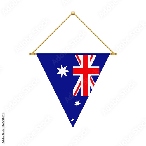 Australian triangle flag hanging, vector illustration
