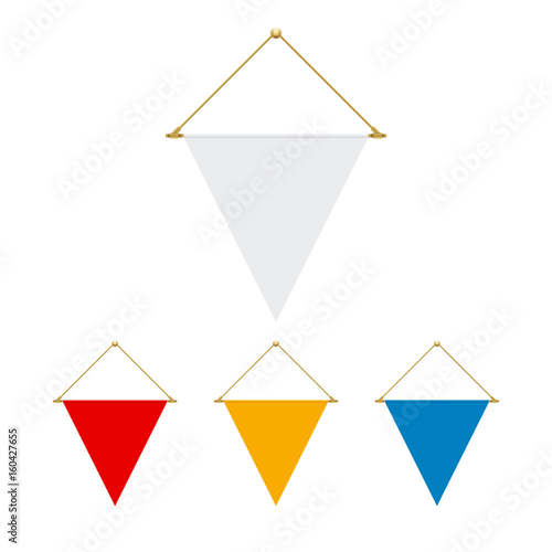 Blank triangle flag hanging, vector illustration