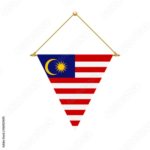 Malaysian triangle flag hanging, vector illustration