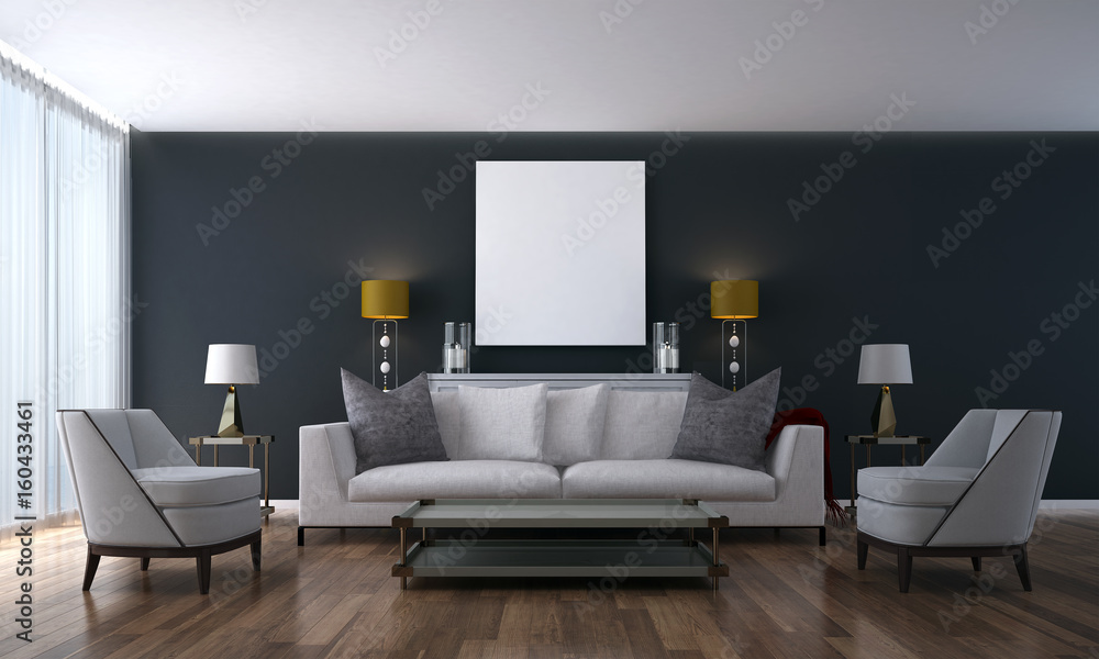 The modern living room and lounge area and wall texture design