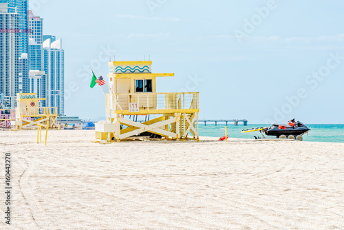 Lifeguard Tower #11 on Haulover Beach with jetski ready, Miami, Florida photo