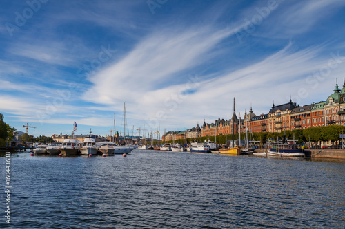 STOCKHOLM - SEPTEMBER, 15, 2016: Boats along street of Stockholm © yegorov_nick