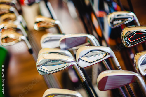 A shiny metal golf clubs for sale