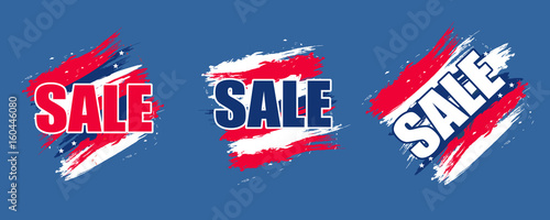 The dynamic elements of the design for sale to the USA independence Day on 4 July. Set. Vector