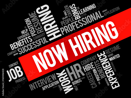 Now Hiring word cloud collage, business concept background
